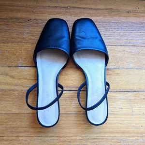 Everlane Black Square-Toe Slip-On Heels